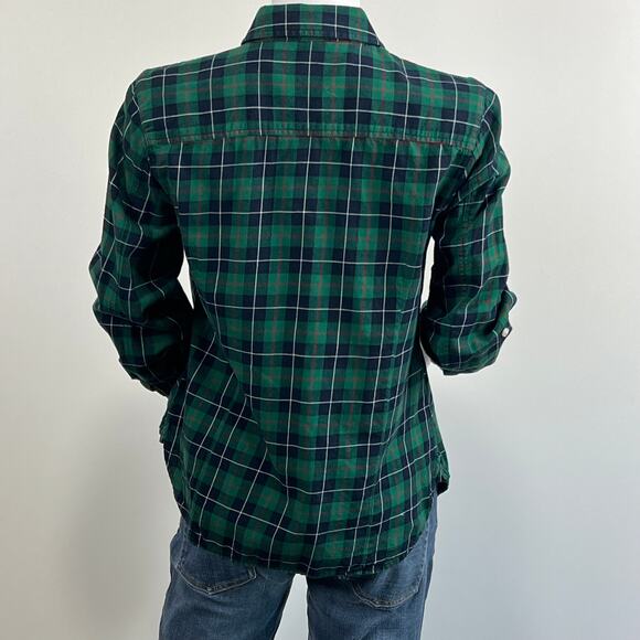 Women's Tommy Hilfiger Green, Navy and, Red Plaid Long Sleeve Button Down Top - Picture 6 of 16